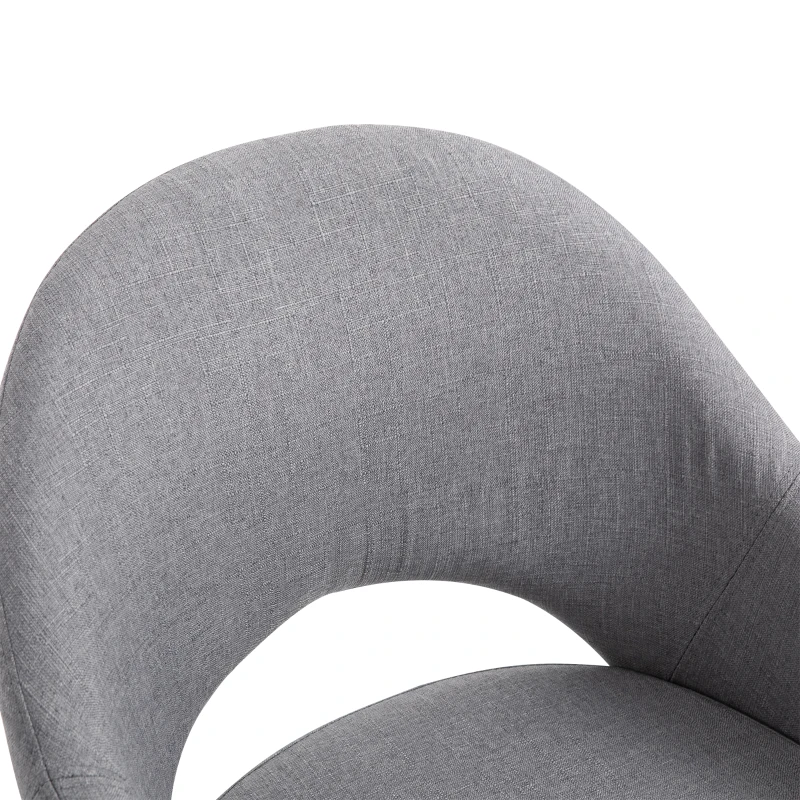 HOMCOM Esszimmerstuhl, Wohnzimmerstuhl, Bürostuhl, Polsterstuhl, Sessel mit Armlehne, Leinen Stahl, Grau, 56 x 58,5 x 84,5 cm