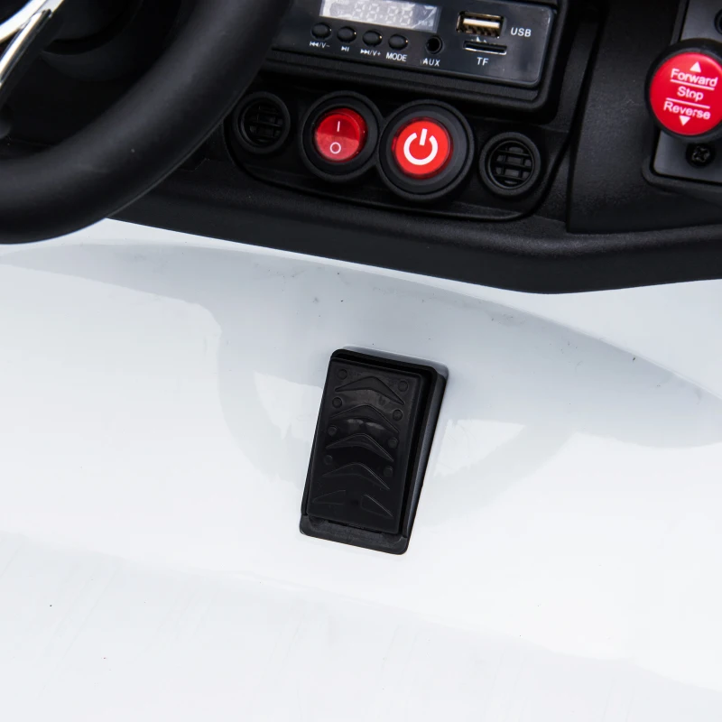 HOMCOM Coche Eléctrico Infantil 3 Años+ con Mando a Distancia con Música y luz Batería 6V 114,5x78x47,5cm Blanco