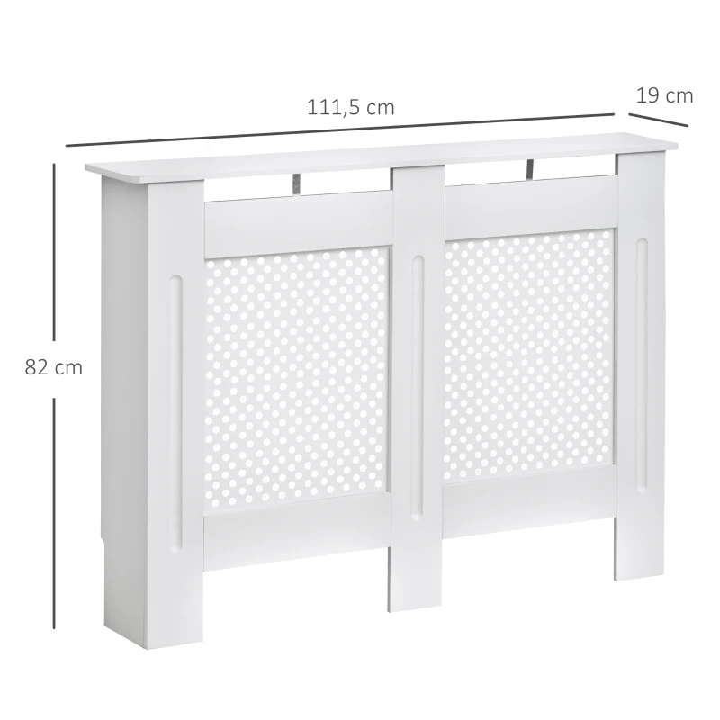 HOMCOM Carcasă Modernă pentru Calorifer, Model cu Gratii din MDF, Design cu Lamele pentru Casă și Birou, 111,5x82x19 cm, Alb(m-3)