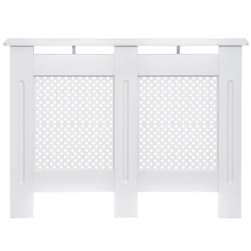 HOMCOM Carcasă Modernă pentru Calorifer, Model cu Gratii din MDF, Design cu Lamele pentru Casă și Birou, 111,5x82x19 cm, Alb(m-11)