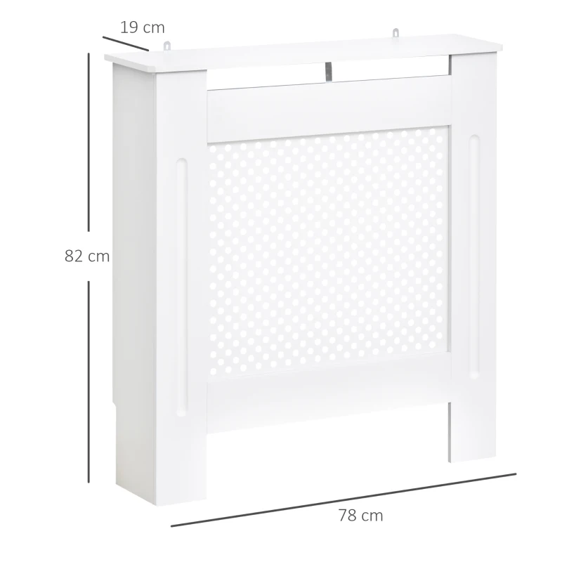 HOMCOM Masca Calorifer 78×82×19 cm – Lemn Alb cu Grilaj Decorativ(m-3)