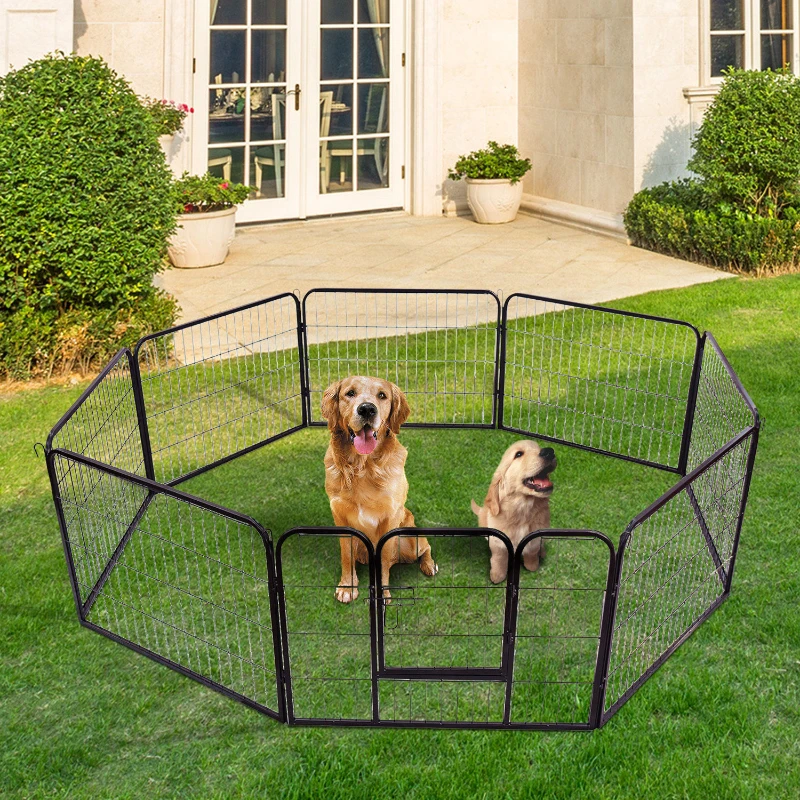 PawHut Puppy-uitloop ren buitenverblijf box puppy afrastering staal 2 groottes zwart