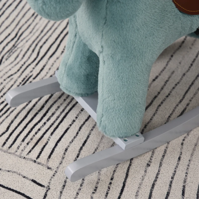 HOMCOM hobbelpaard voor kinderen baby schommeldier hert met dierengeluiden speelgoed handgrepen voor 18-36 maanden pluche blauw 65 x 26 x 55 cm