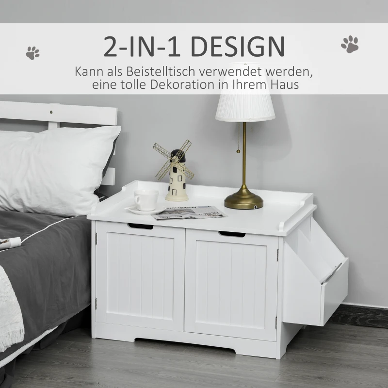 Kuweta dla kota szafka dla kota kryjówka i pokrywa kuwety kolor biały