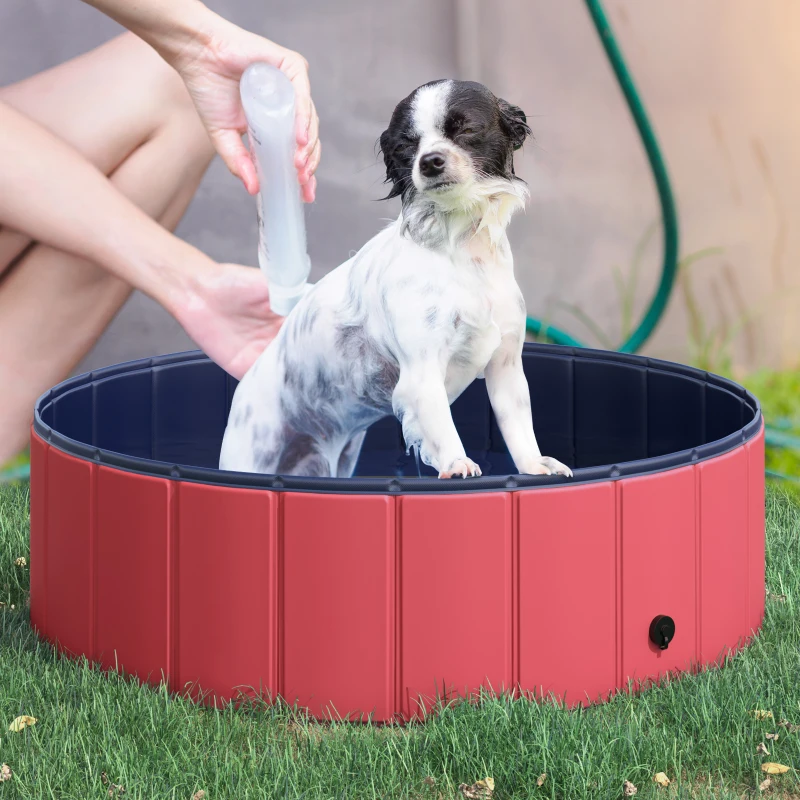 Pawhut basen dla psa brodzik basen do pływania kolor czerwony Ø 100 x wys. 30 cm