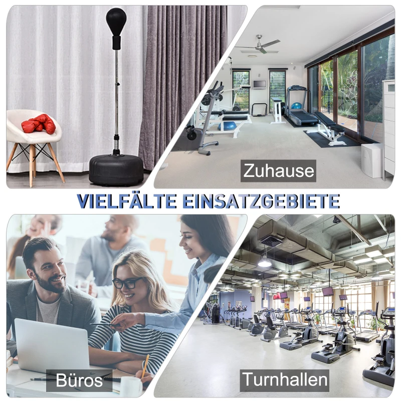 HOMCOM Boksbalset set voor bokstraining staande bokszak met rode handschoenen, in hoogte verstelbaar PU + staal + PE ø 48 x 136-154 H cm