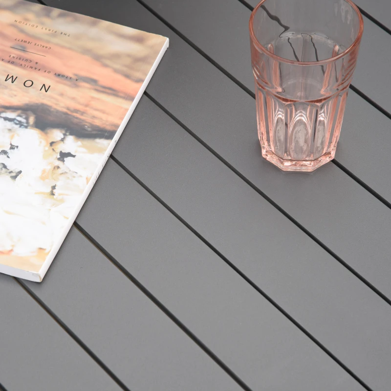 Outsunny Zestaw Mebli Ogrodowych dla 6 Osób, 6 Krzeseł, 1 Stół, Wodoodporny, 175 cm x 92,5 cm x 73 cm, Czarny + Szary