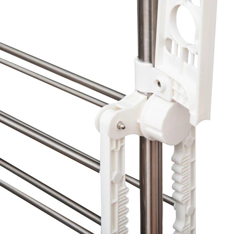 HOMCOM Mobiel kledingrek wasrek kledingrek 3 niveaus inklapbaar wielen