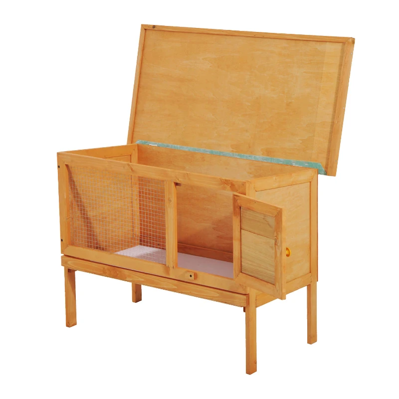 PawHut Kleintierstall Zwergkaninchenkäfig Zwergkaninchenstall wetterfest Holz Metall 90 cm x 45 cm x 65 cm