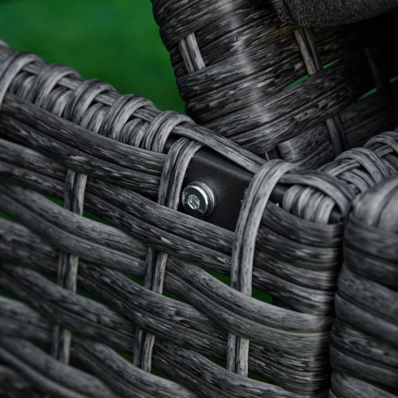 Outsunny ligbed poly rotan grijs 192 cm x 62,5 cm x 52,5 cm