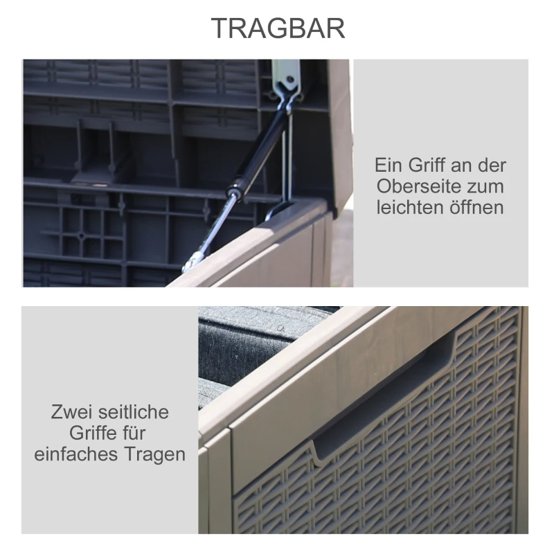 Outsunny® Rattan Kissenbox Auflagenbox Gartenbox mit Kissen Garten Metall PP 8 Hellbraun