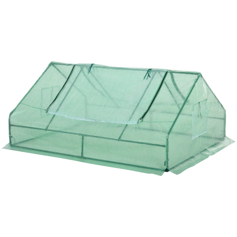 Outsunny Gewächshaus, Treibhaus mit 2 Türen, Pflanzenaufzucht, UV-Schutz, Stahl PE, 180 x 140 x 80 cm
