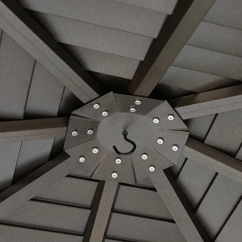 Outsunny Gartenpavillon Partyzelt 4 x Doppel-Seitenwänden Laternenhaken Alu + Polyester Bronze+Braun ca. 3 x 3 x 2,5 m