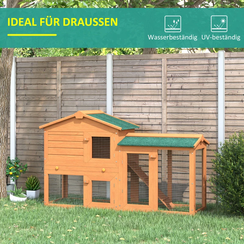 PawHut Konijnenhok konijnenkooi konijnenstal kleine dierenhok hazenhok met buitenverblijf