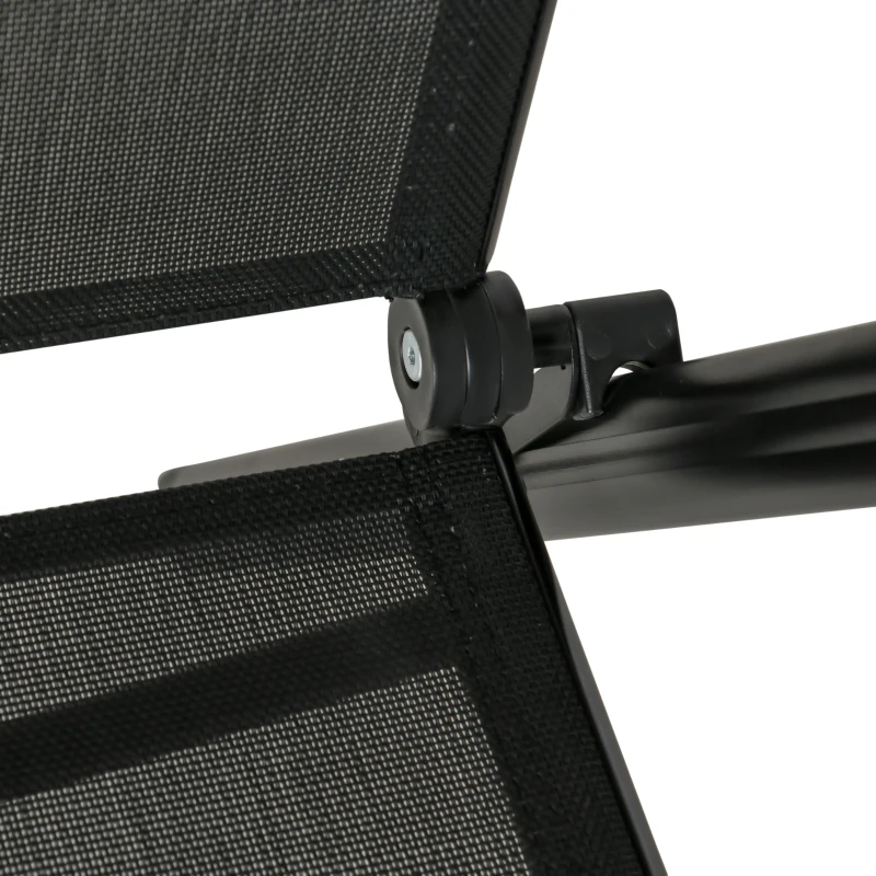Outsunny 2er-Set Klappstuhl Gartenstuhl klappbar mit Rückenlehne Armlehne für Garten Balkon Terrasse Mesh Stoff Aluminium Schwarz 71,5 x 68 x 109 cm