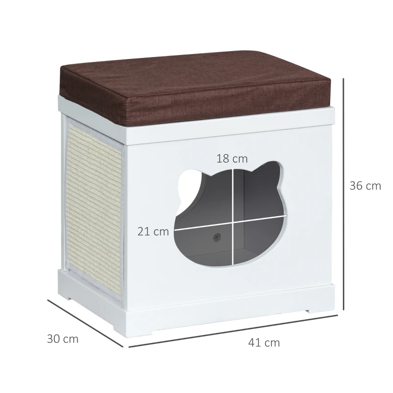 Domek dla kota Stołek Taboret 2 w 1 Jaskinia dla kota Domek dla kotów MDF biały