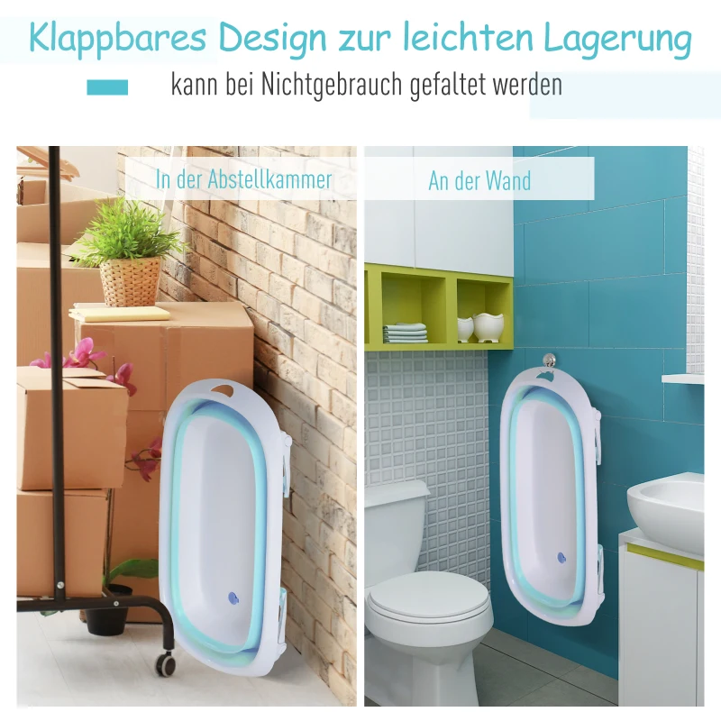 HOMCOM® babybadje ergonomisch babybadje slipvast inklapbaar kunststof groen 80 x 48 x 21 cm | Aosom.de