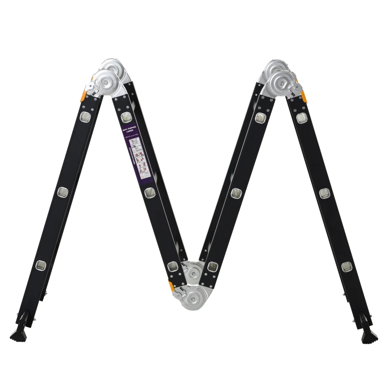 DURHAND 5-in-1 Multi-Purpose Folding Aluminum Ladder Scaffold with 2 Platform Plates, 150kg