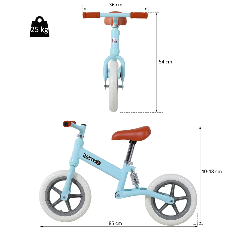 HOMCOM kinderloopfiets schokdemper loopstoeltje loopfiets 2-5 jaar PP blauw