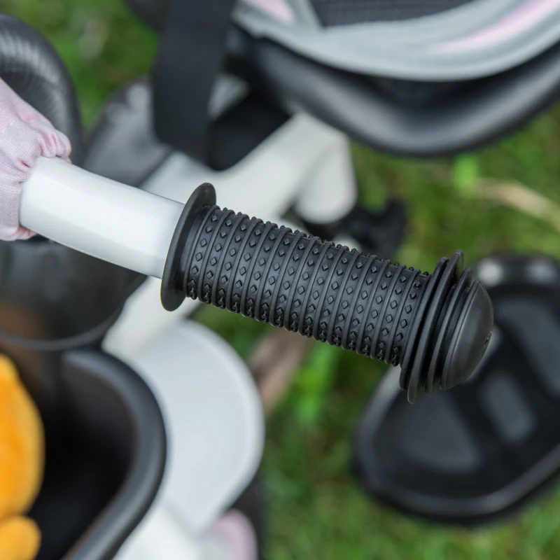 HOMCOM Triciclo per Bambini con Maniglione e Passeggino Reversibile, Tettuccio e Barra Rimovibili, 100x48x106cm