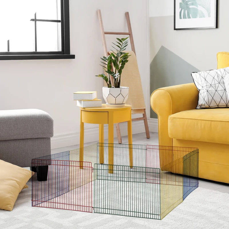 PawHut Ren voor kleine dieren 8 elementen hamsterafrastering box ren metaal