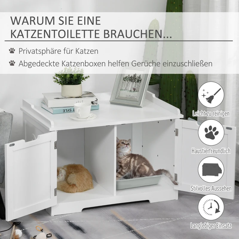 Kuweta dla kota szafka dla kota kryjówka i pokrywa kuwety kolor biały