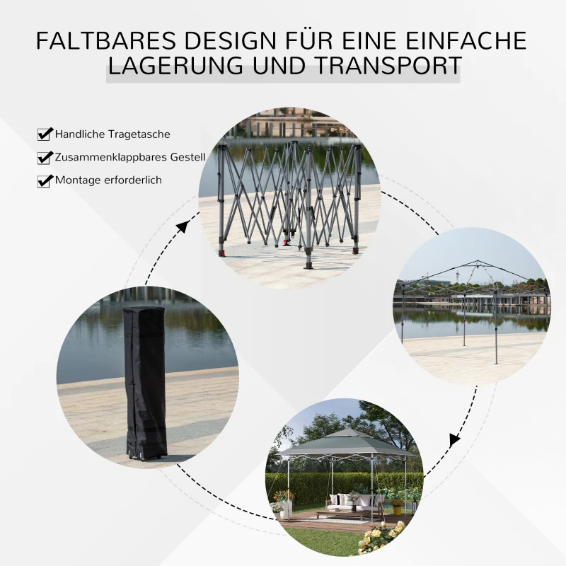 Outsunny namiot ogrodowy namiot rozkładany torba na kółkach tkanina Oxford 3,5 m brązowy+khaki