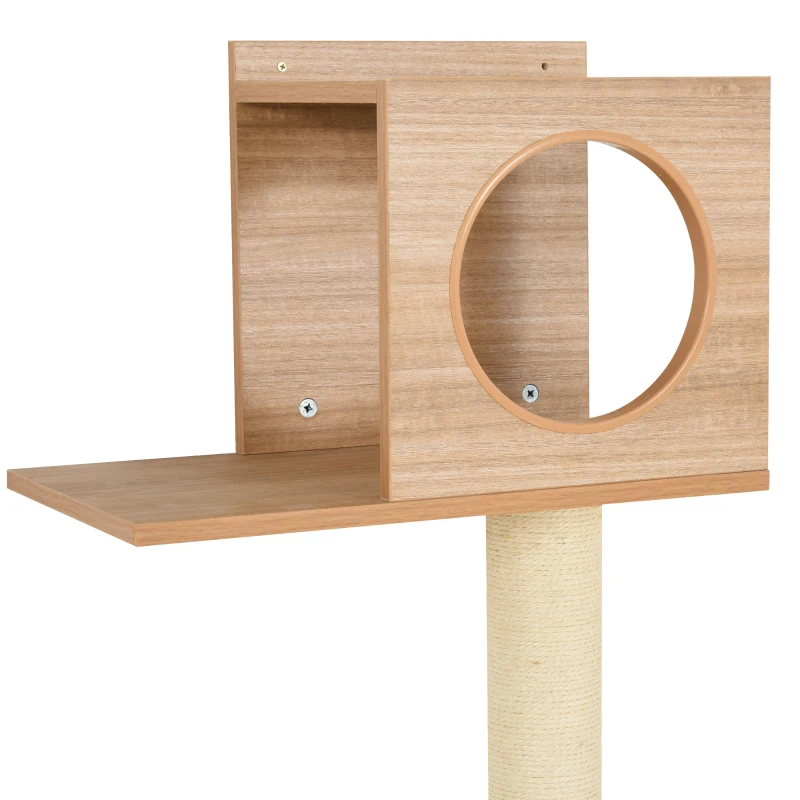 PawHut Kletterwand für Katzen Wandkratzbaum Katzenbaum Kletterbaum für Katzen Mehrstufiges mit Leiter Pilaster Gelb Höhe 156 cm