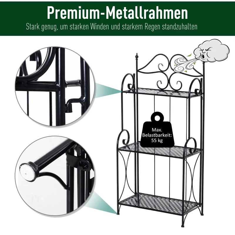 Półka na rośliny regał ogrodowy na kwiaty kwietnik 3 półki metal czarny Outsunny