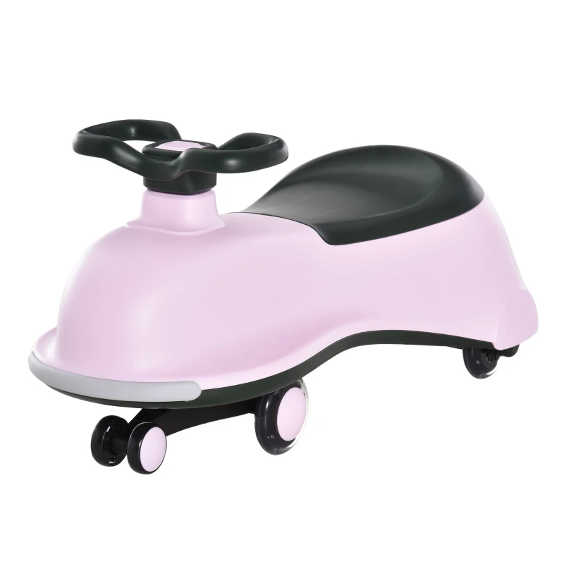 HOMCOM loopauto speelgoedwagen loopauto voor kinderen 5 PU bliksemwielen kinderauto met opbergbox voor kinderen van 18 t/m 48 maanden roze + zwart 77 x 34 x 35 cm