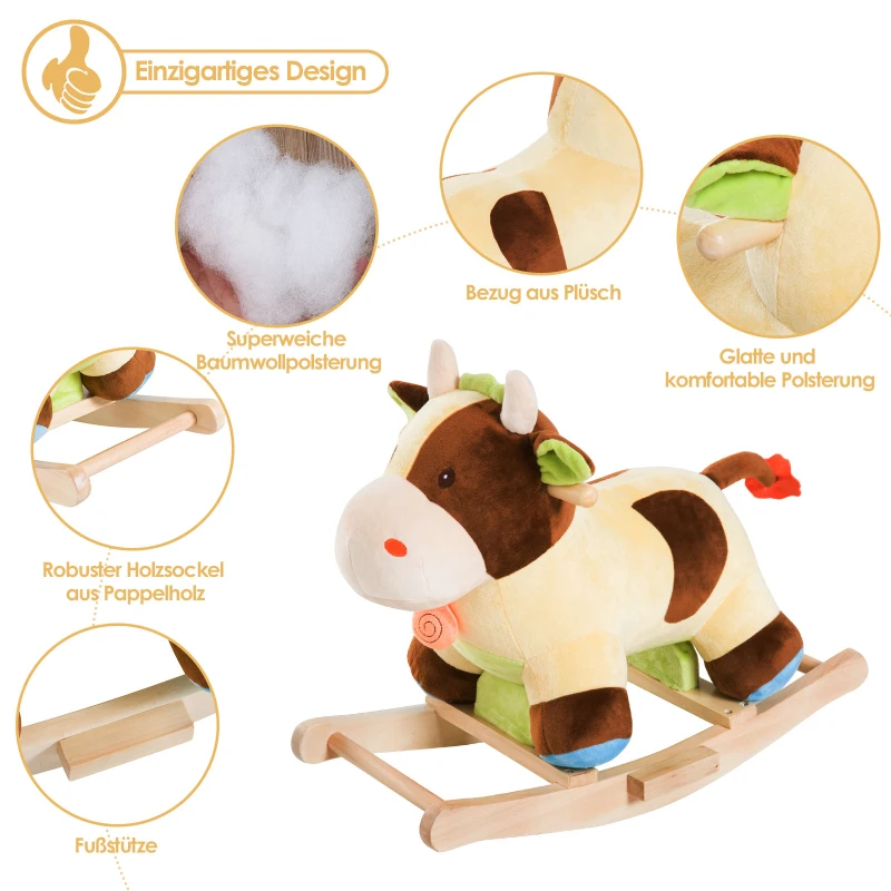 HOMCOM dzieci bujak na biegunach dla dzieci konik na biegunach bujak krowa cow zabawka