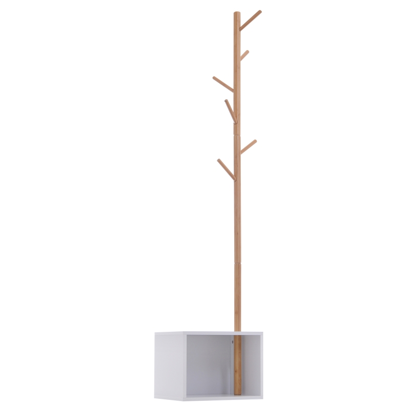 Homcom Porte-Manteaux en MDF et Bambou Blanc 40 x 30 x 180 cm