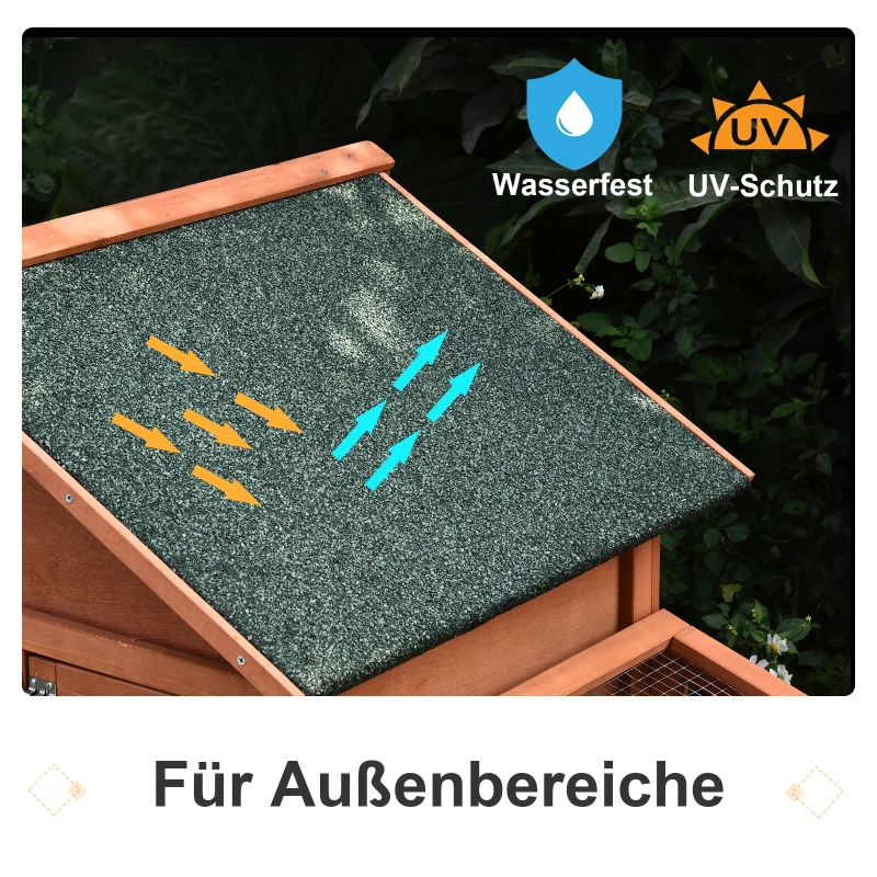 PawHut konijnenhok konijnenhok twee verdiepingen konijnenhok met asfaltdak massief hout