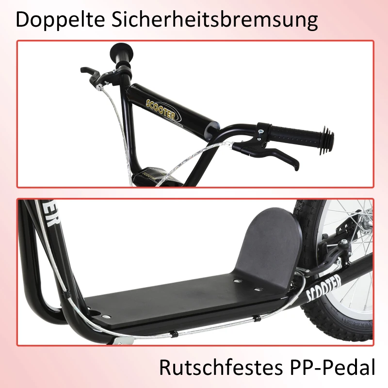 HOMCOM Step scooter stadsscooter kinderen luchtbanden verstelbare step aluminium wit
