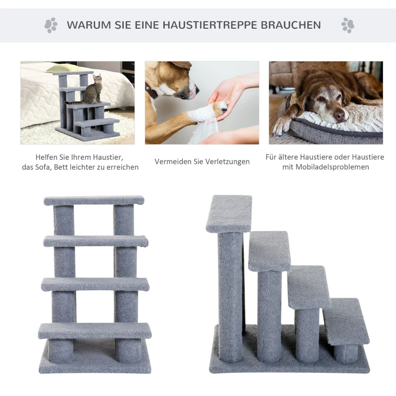 PawHut dierentrap kattentrap hondentrap trap voor katten en honden 4 treden nieuw(m-5)