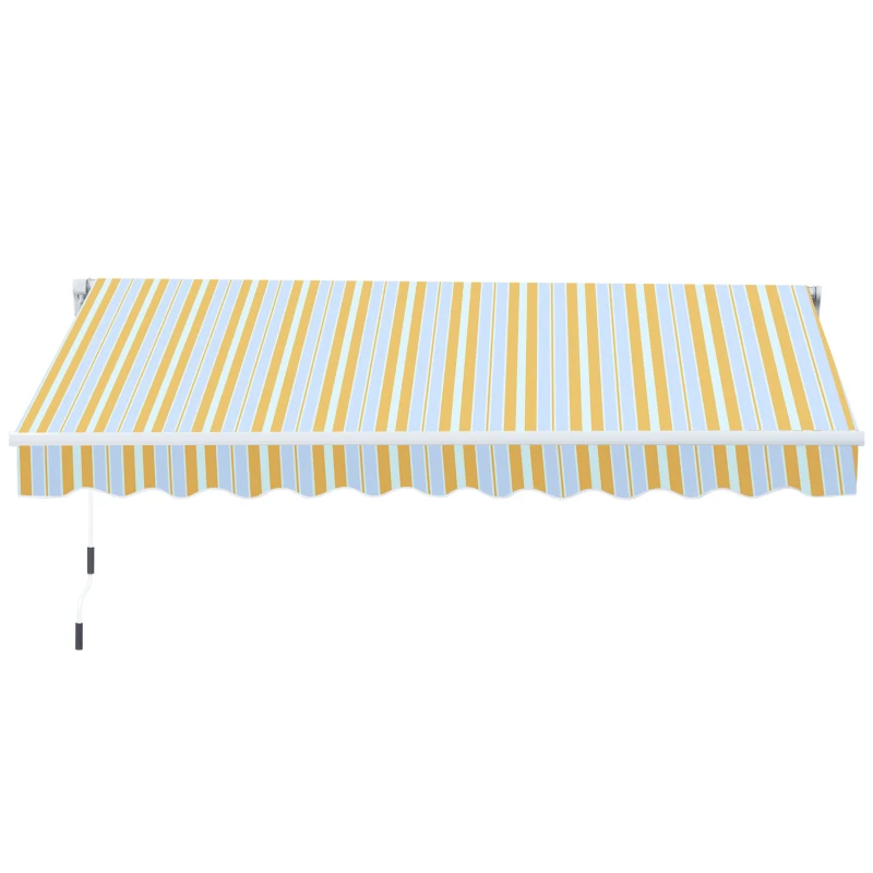 Outsunny Luxe Knikarm Zonnescherm voor Balkon en Terras, Handkruk, Weerbestendig, Geel en Beige