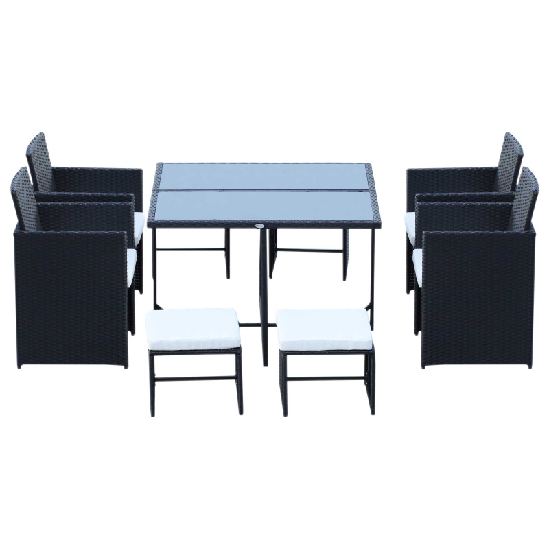Outsunny 9 tlg. Polyrattan Gartenmöbel Rattan Gartenset Schwarz 109 x 109 x 72 cm