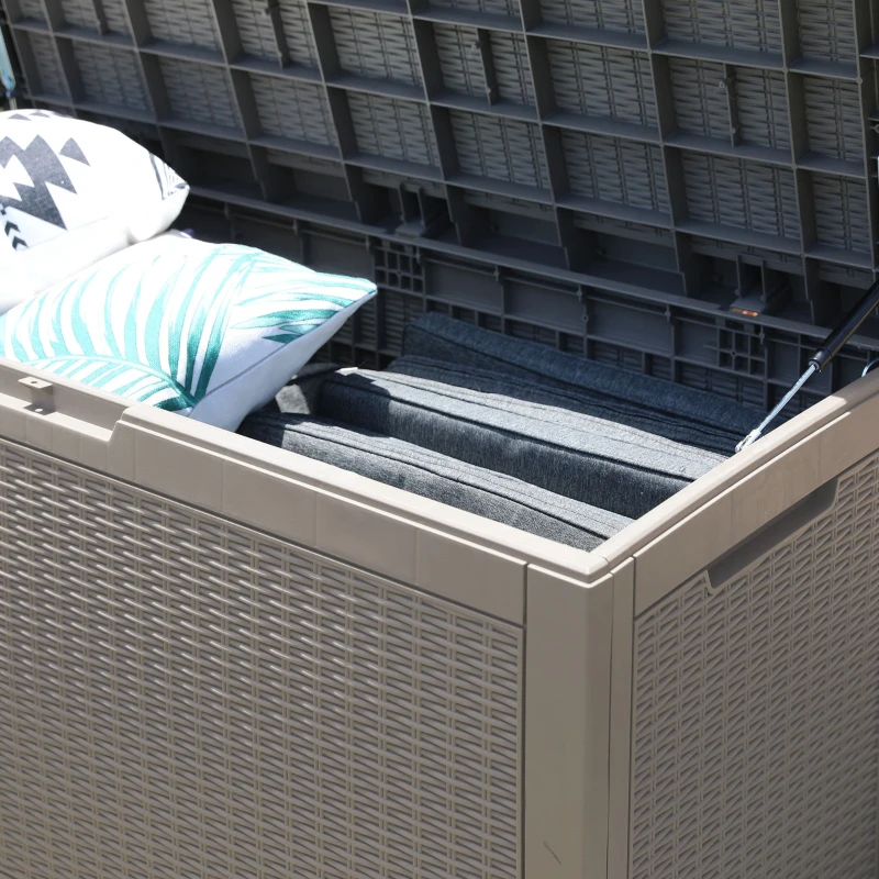 Outsunny® Rattan Kissenbox Auflagenbox Gartenbox mit Kissen Garten Metall PP 8 Hellbraun