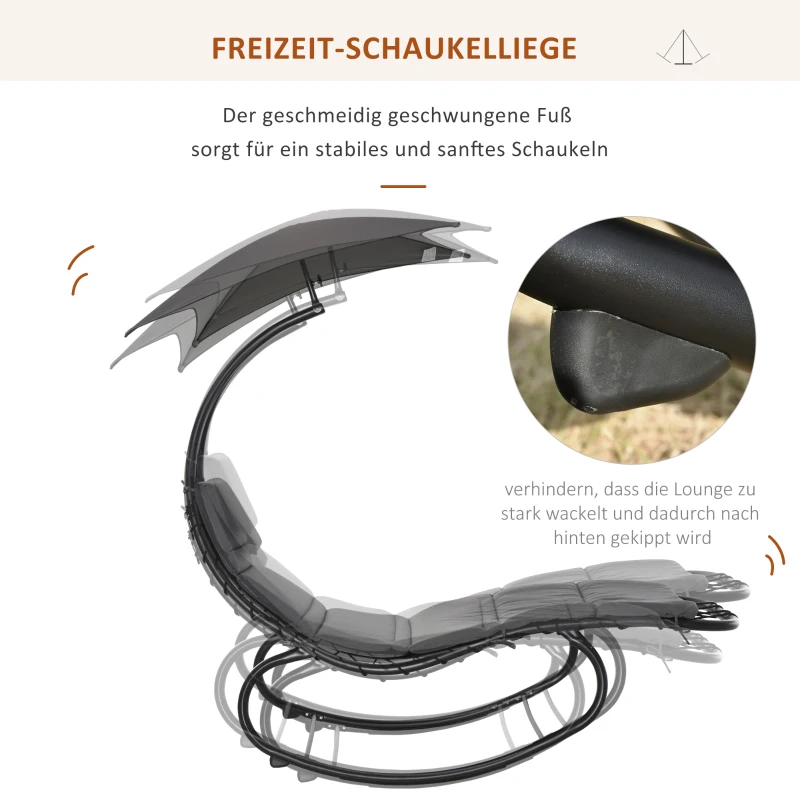 Schommelstoel schommelbank relaxligstoel met daktuin balkon kantoor donkergrijs