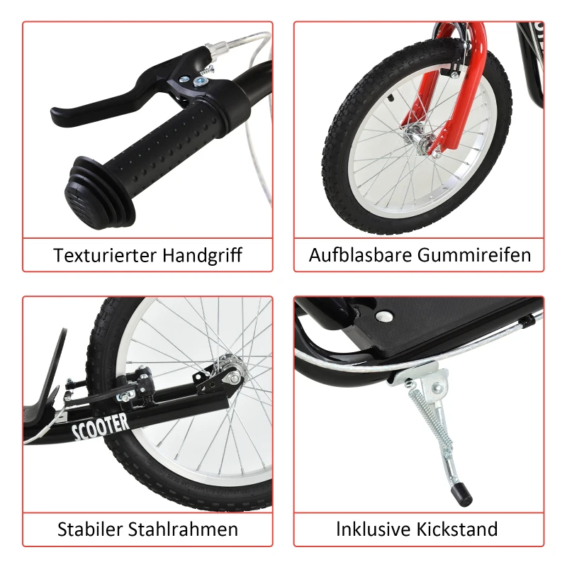 HOMCOM Step scooter stadsscooter kinderen luchtbanden verstelbare step aluminium wit