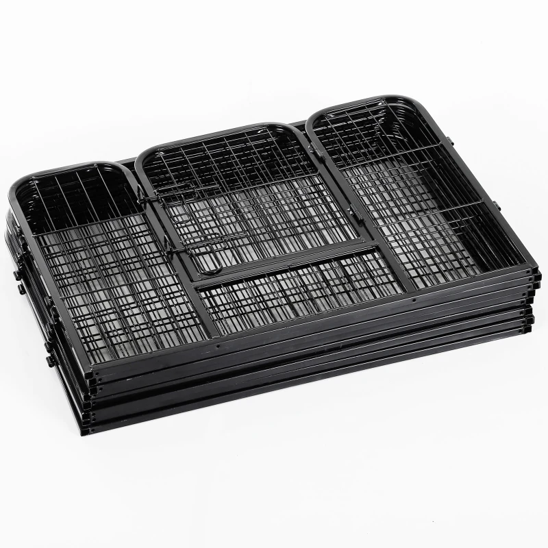 PawHut Puppy-uitloop ren buitenverblijf box puppy afrastering staal 2 groottes zwart