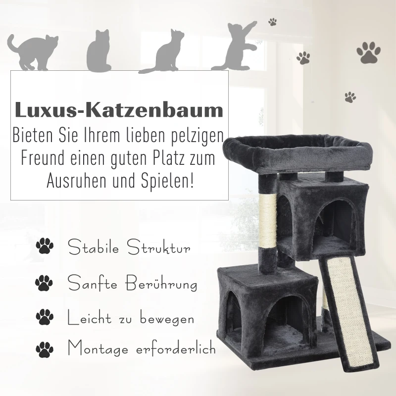 PawHut krabpaal met sisalpalen, kattenkrabpaal, kattenklimboom, kattenboom, donkergrijs, 59 x 39 x 83 cm kattenkrabpaal sisalpalen krabpaal donkergrijs | Aosom.nl