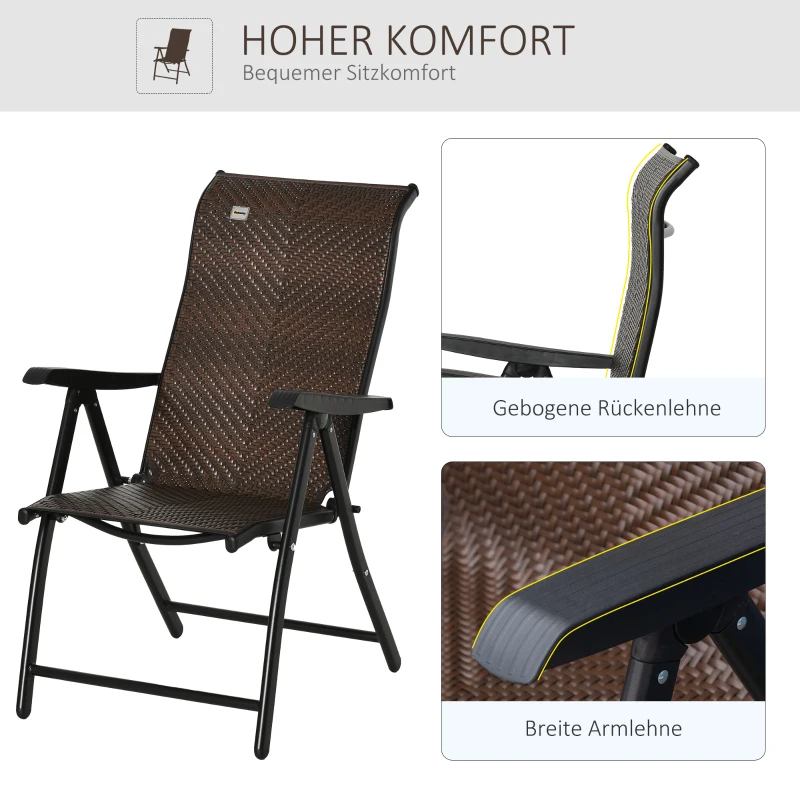 Składany leżak z rattanu Outsunny