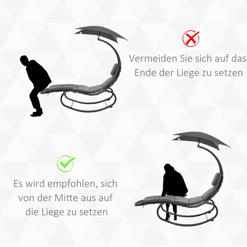 Schommelstoel schommelbank relaxligstoel met daktuin balkon kantoor donkergrijs