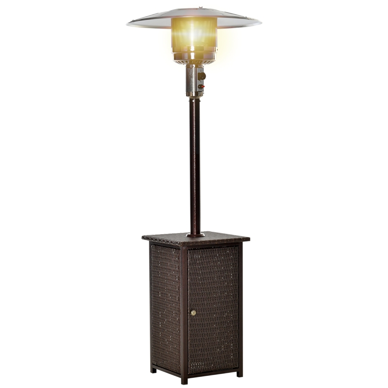 Outsunny Heizstrahler Terrassenstrahler Rattan Heizpilz Gartenheizung Standheizstrahler Ablage Ø81 x H217,9 cm