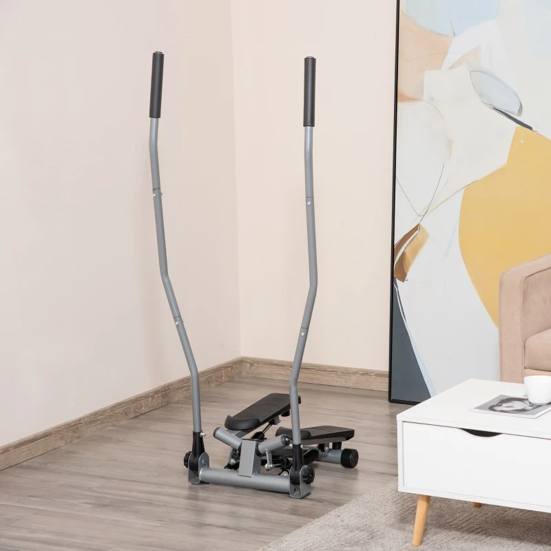 HOMCOM Stepper avec guidons appareil fitness avec écran LCD multifonction acier ABS 54 x 40 x 135 cm noir et argent