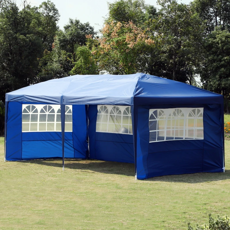 Outsunny Opvouwbaar paviljoen paviljoen opvouwbare tent partytent tuintent 3 x 6 m met venster 2 kleuren