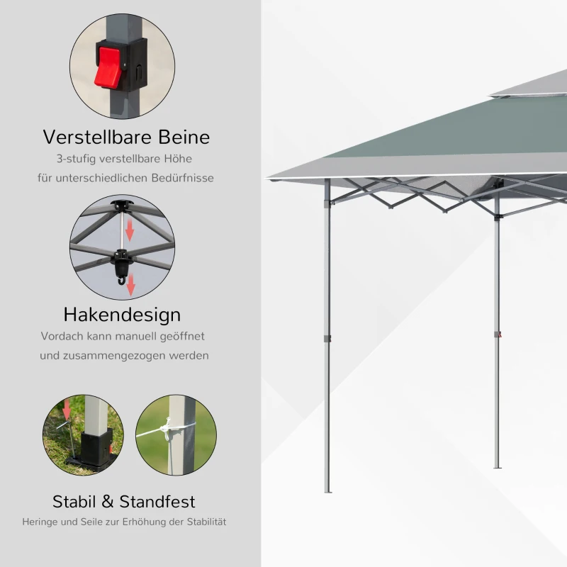 Outsunny namiot ogrodowy namiot rozkładany torba na kółkach tkanina Oxford 3,5 m brązowy+khaki