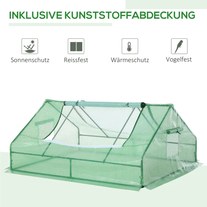 Outsunny kas, kweekkas met 2 deuren, plantenteelt, uv-bescherming, staal PE, 180 x 140 x 80 cm kas deuren plantenteelt uv-bescherming PE | Aosom.nl