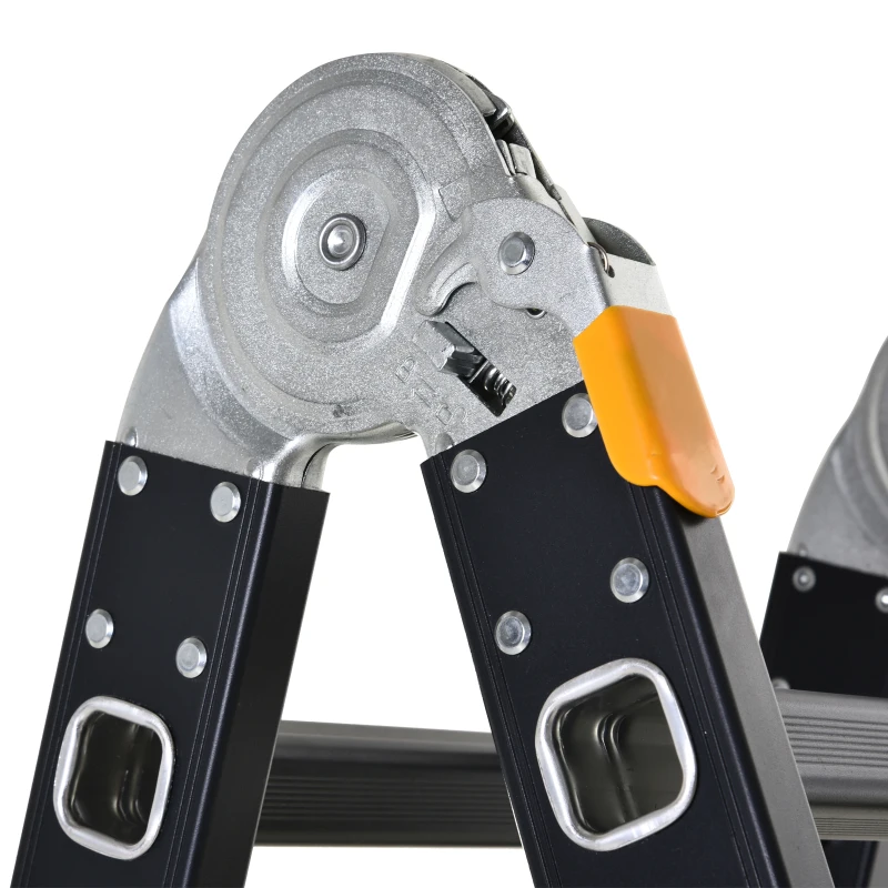 DURHAND 5-in-1 Multi-Purpose Folding Aluminum Ladder Scaffold with 2 Platform Plates, 150kg